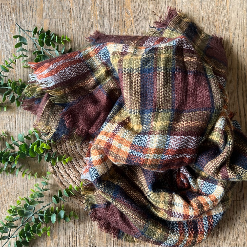 Chic Soul Plaid Scarf - Brown and Cream